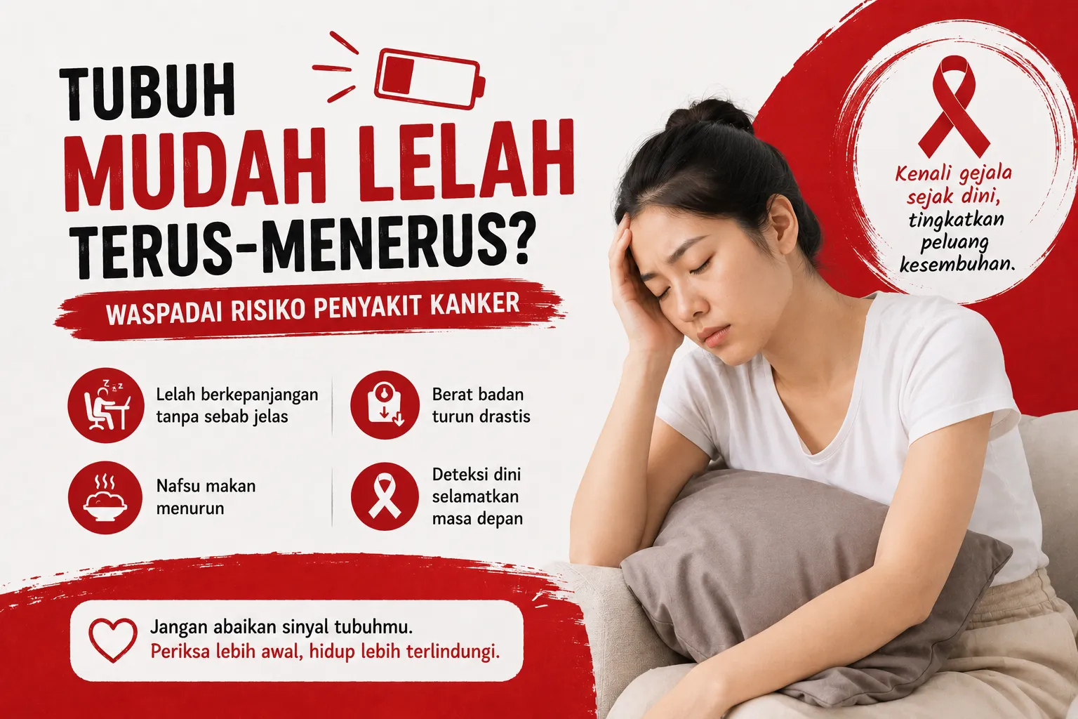 gambar Tubuh Mudah Lelah Terus-Menerus, Waspadai Risiko Penyakit Kanker
