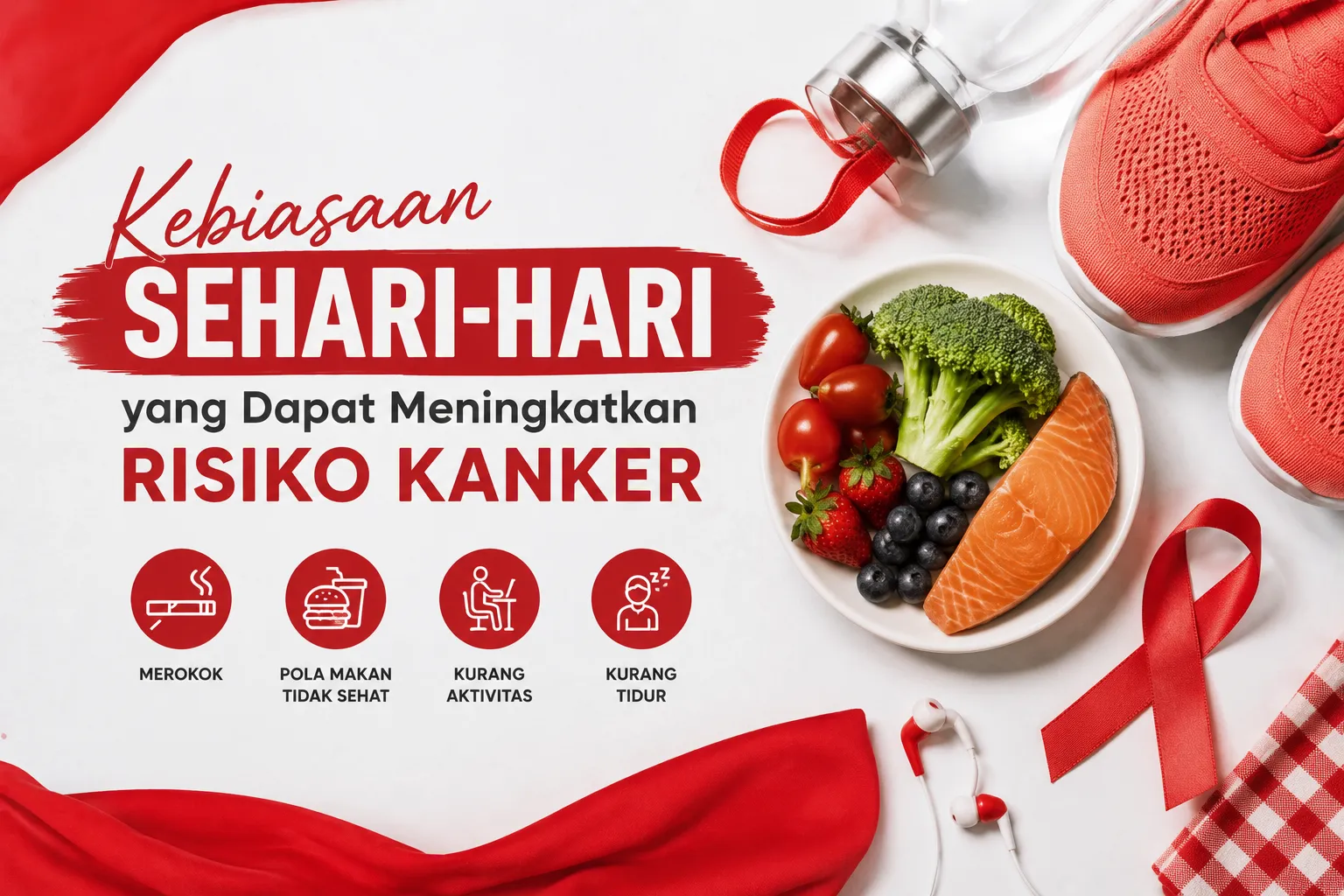 gaya hidup sehat sebagai upaya mengurangi risiko kanker melalui pola makan dan aktivitas fisik.