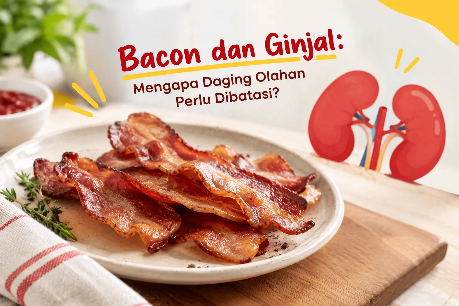 gambar Bacon dan Ginjal: Mengapa Daging Olahan Perlu Dibatasi?
